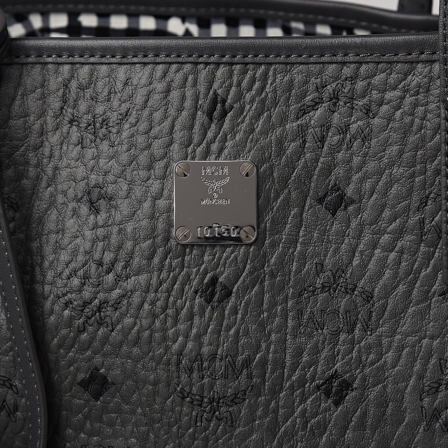 MCM Visetos Medium Reversible Shopper Tote Phantom Grey 12 of 14