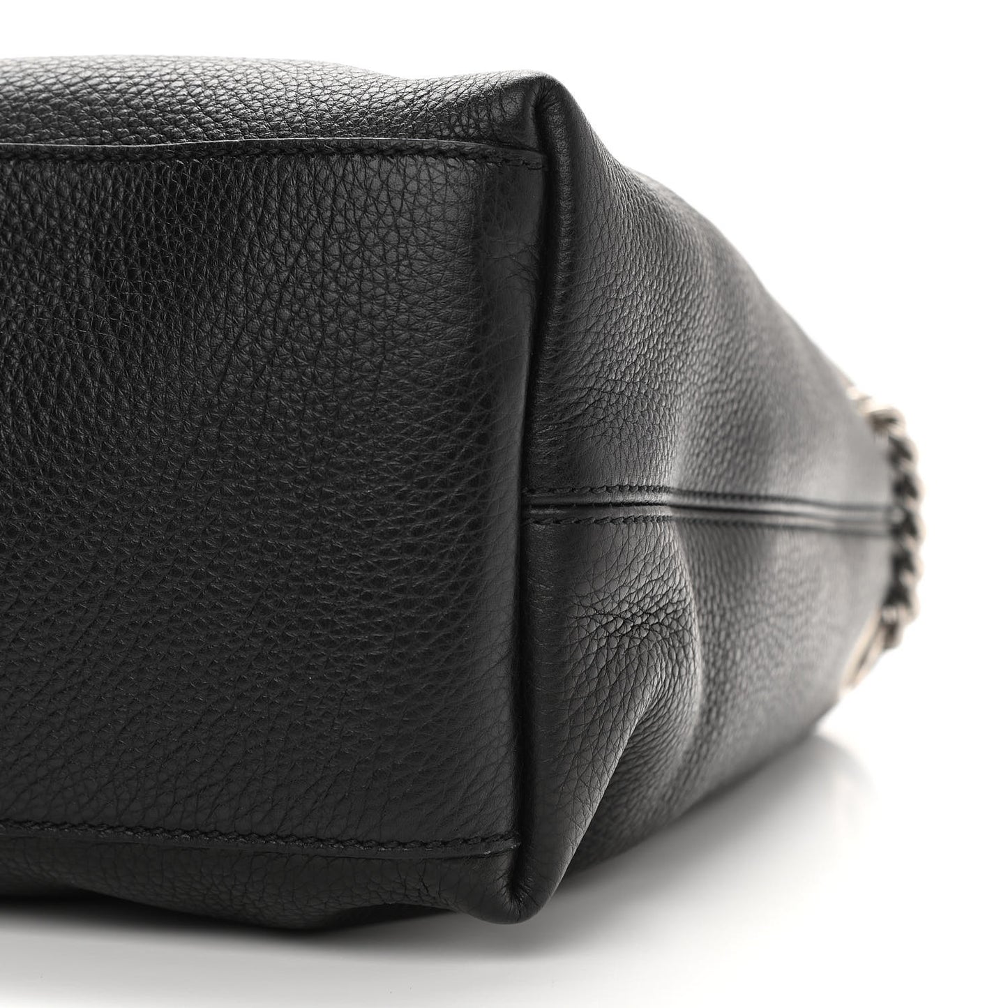 Pebbled Calfskin Studded Medium Soho Chain Shoulder Bag Black