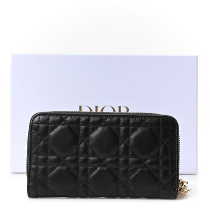 Christian Dior Lambskin Cannage Lady Dior Zip Wallet Black 11 of 11