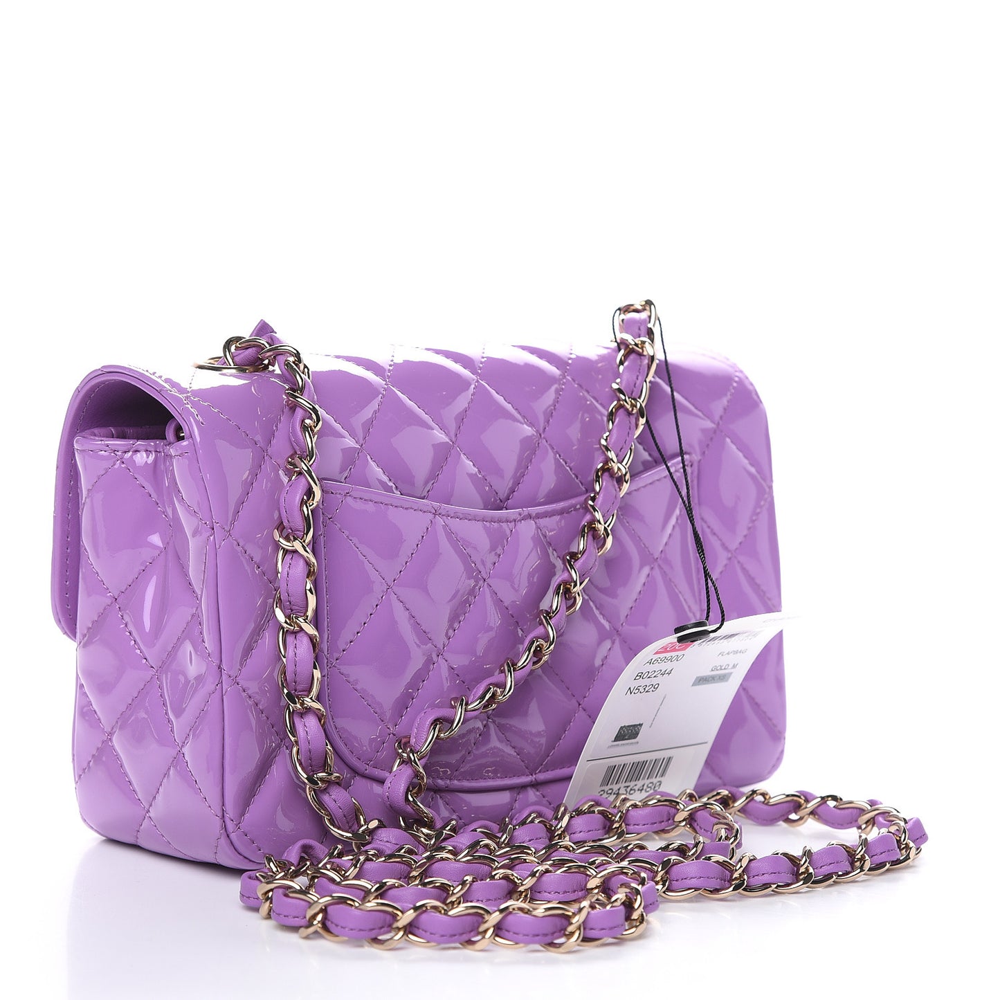 Patent Quilted Mini Rectangular Flap Purple