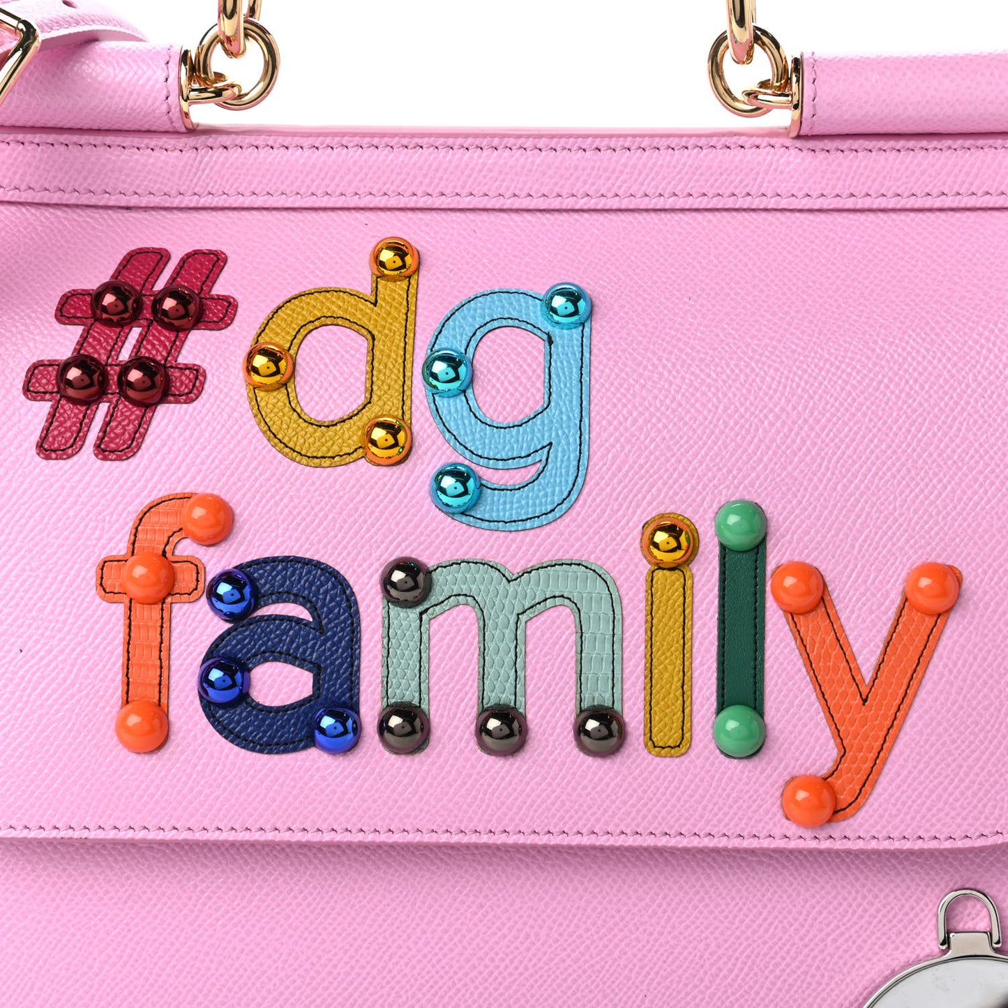 Dauphine Medium DG Family Patch Miss Sicily Satchel Rosa Chiaro