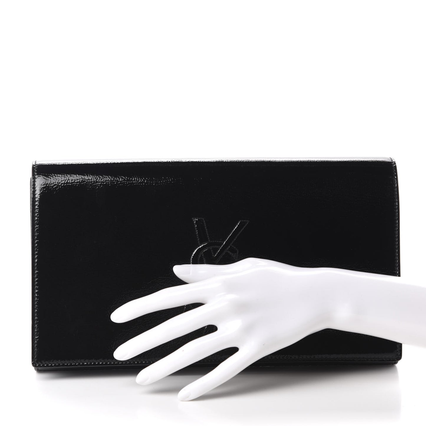 Textured Patent Monogram Large Belle De Jour Clutch Black