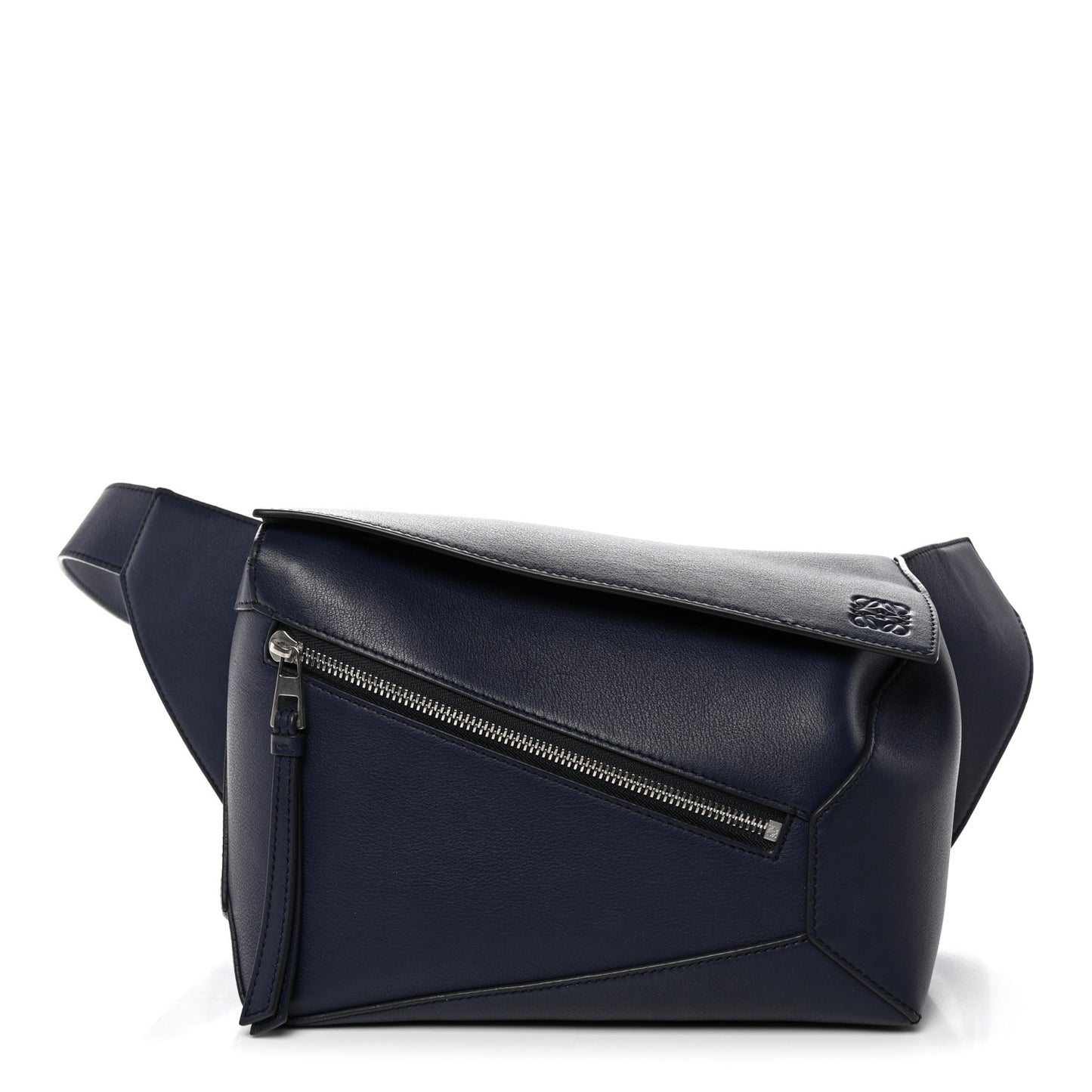 Calfskin Small Puzzle Edge Bumbag Navy Blue