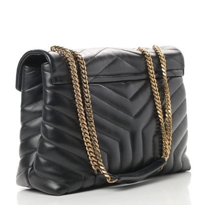 Saint Laurent Calfskin Y Quilted Monogram Medium Loulou Chain Satchel Black 3 of 17