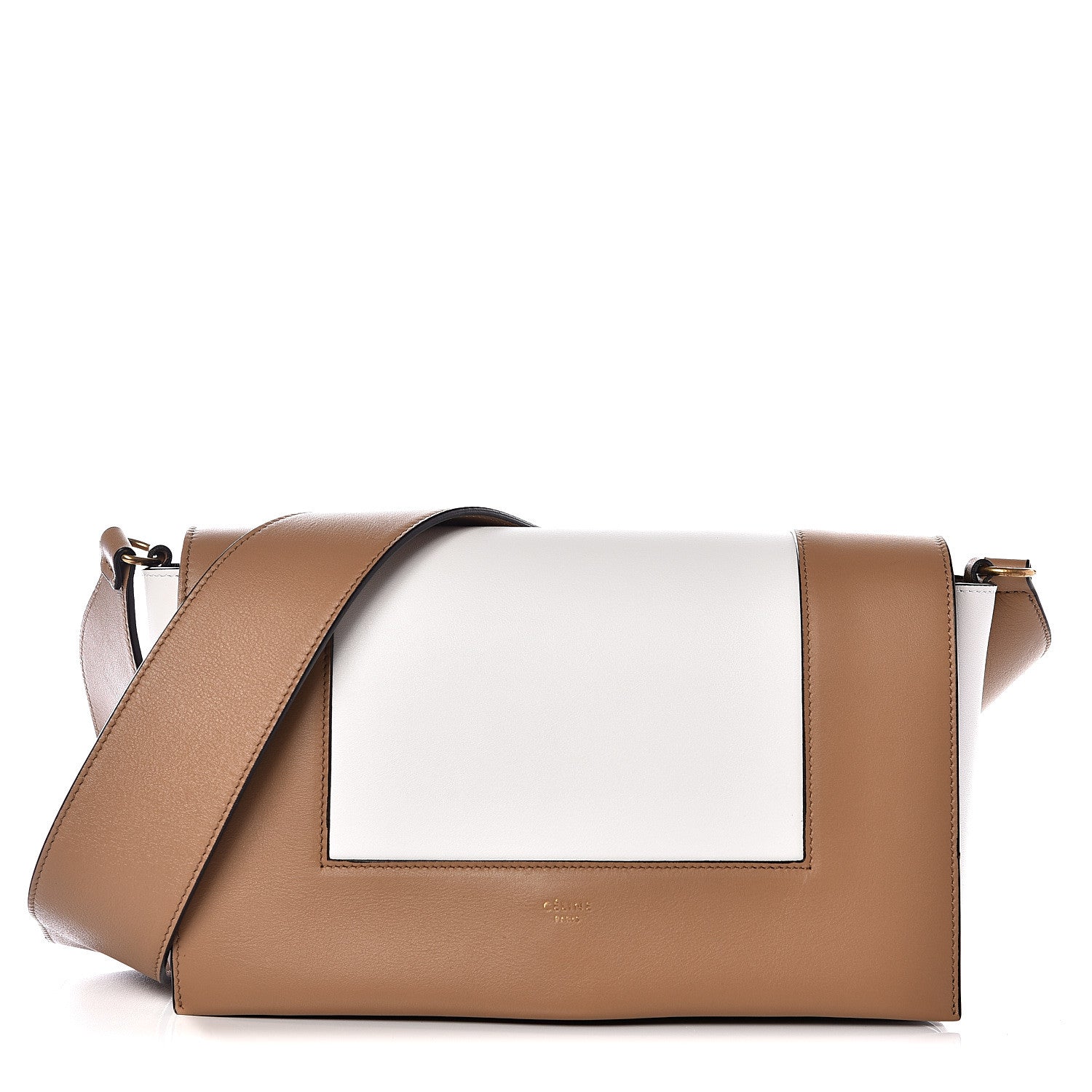 Celine Shiny Smooth Calfskin Medium Frame Shoulder Bag Tan Optic White 1 of 8