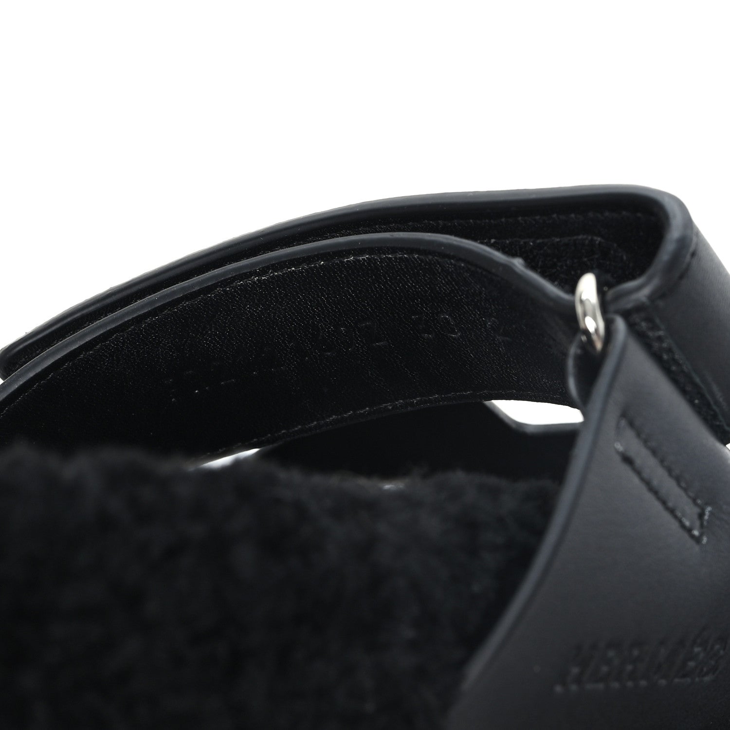Hermes Calfskin Woolskin Womens Chypre Sandals 38 Black 9 of 10