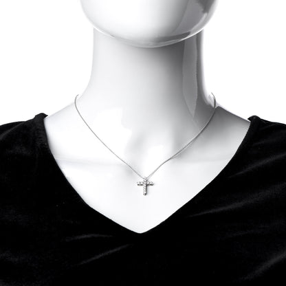 Tiffany Platinum Diamond Small Cross Pendant Necklace 2 of 6