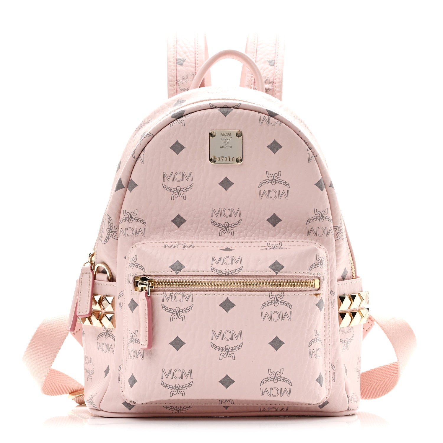 MCM Visetos Outline Stud Mini Stark Backpack Soft Pink 1 of 10