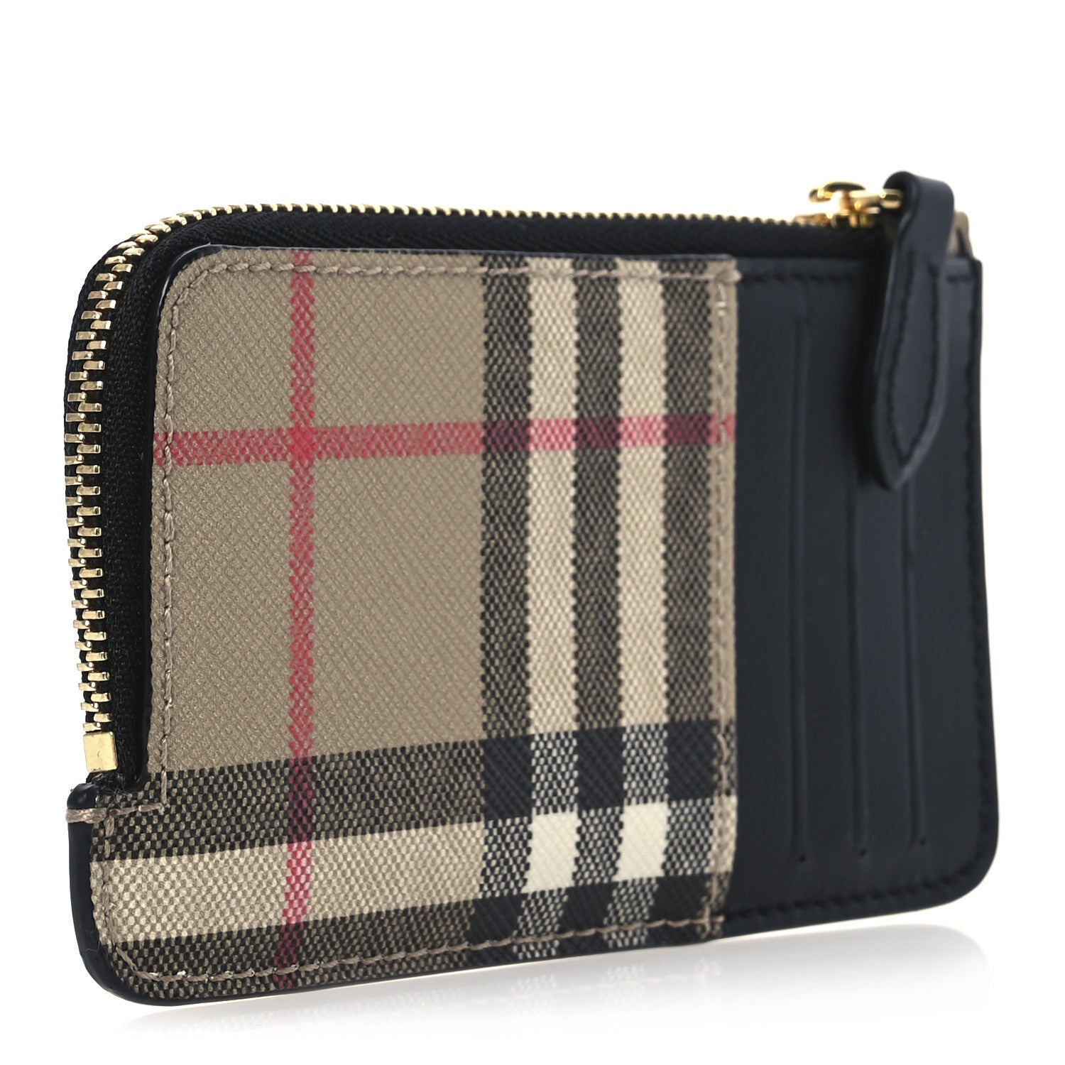 Burberry Check Calfskin Zip Card Case Holder Black 3 of 6