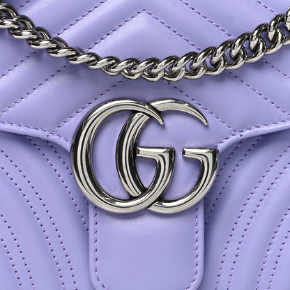 Gucci Calfskin Matelasse Small GG Marmont Shoulder Bag Lapis 8 of 11