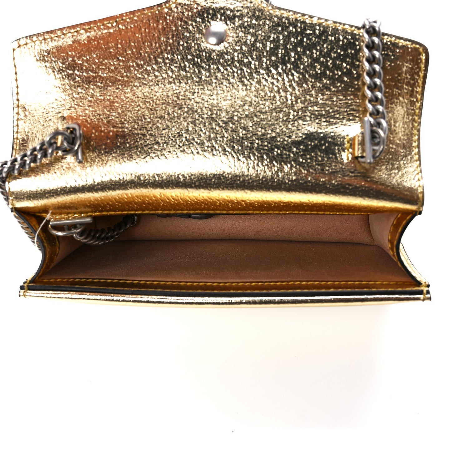 Metallic Calfskin Super Mini Dionysus Shoulder Bag Gold