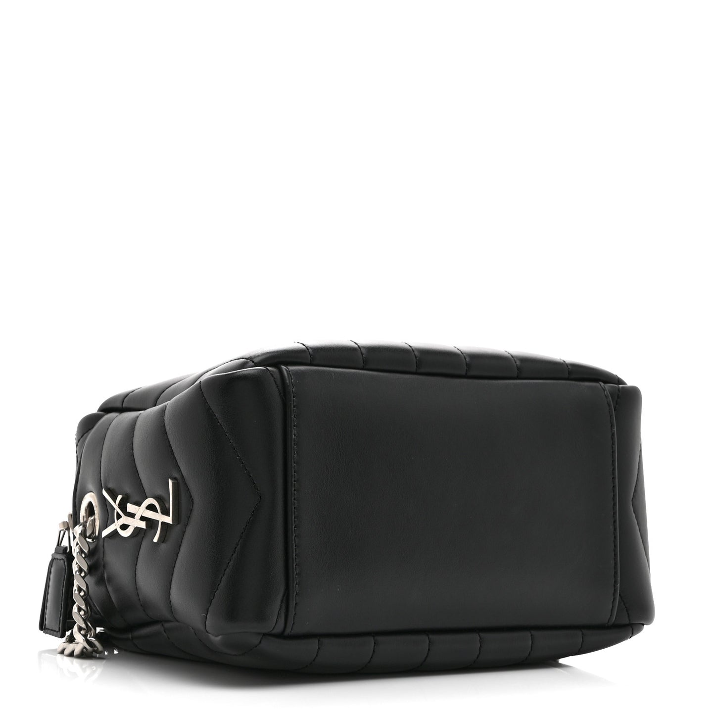 Calfskin Y Quilted Monogram Small Loulou Bowling Bag Black