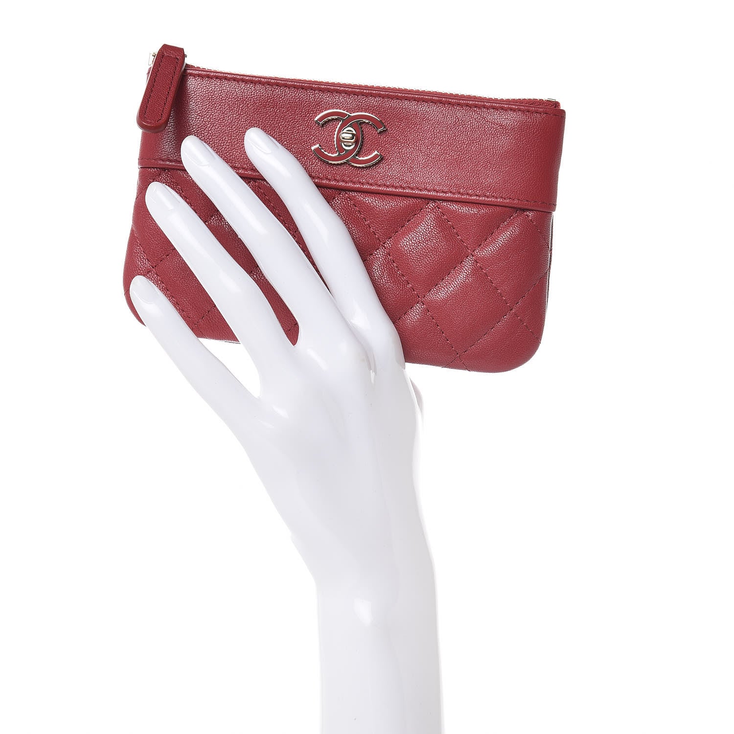 Chanel Sheepskin Quilted Small Vintage Mademoiselle Cosmetic Case Red 2 of 11