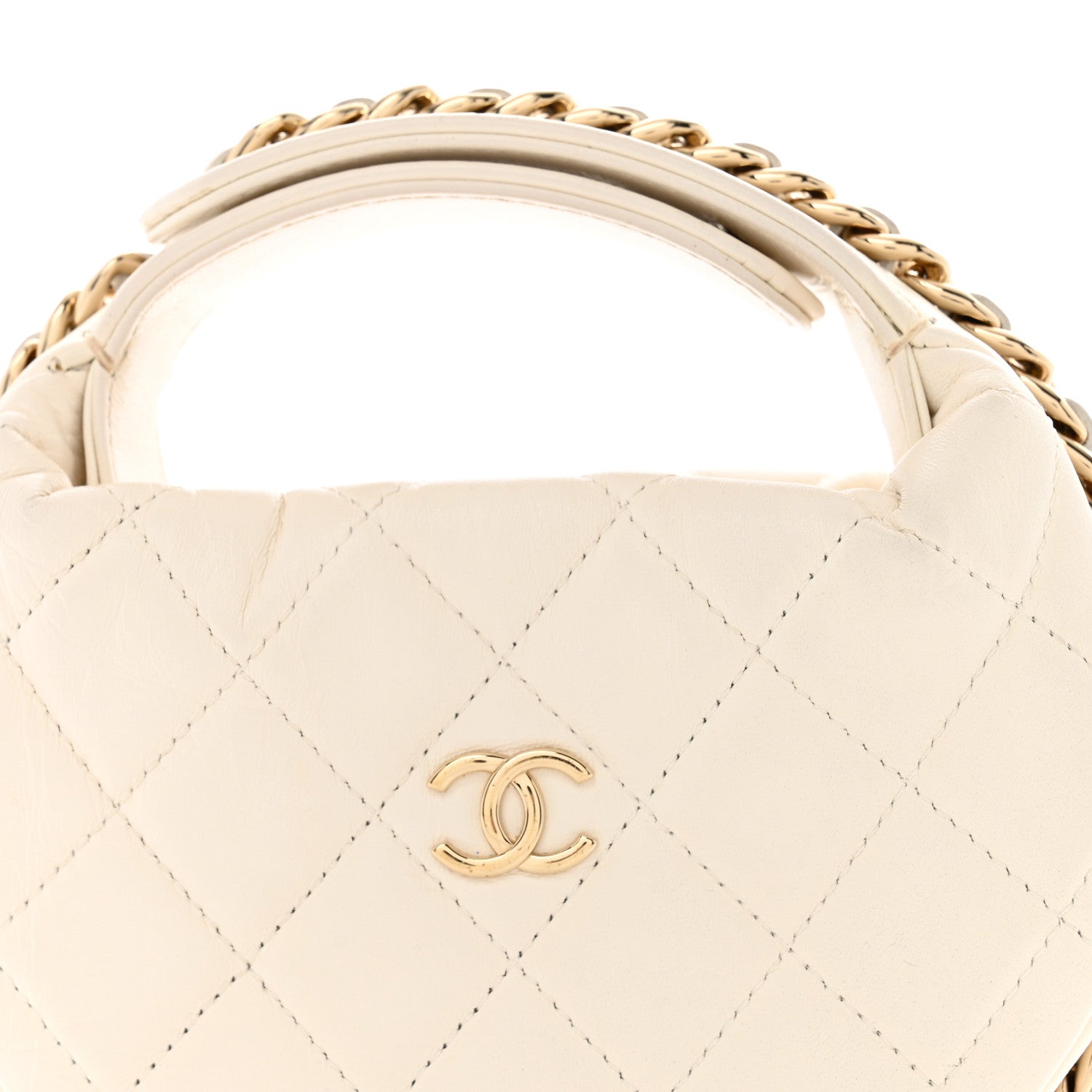 Chanel Lambskin Quilted Chain Around Pouch Hobo White 8 of 13