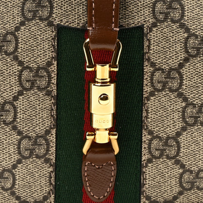 Gucci GG Supreme Monogram Azalea Calfskin Web Mini Jackie 1961 Hobo Beige Ebony Brown Sugar 9 of 11