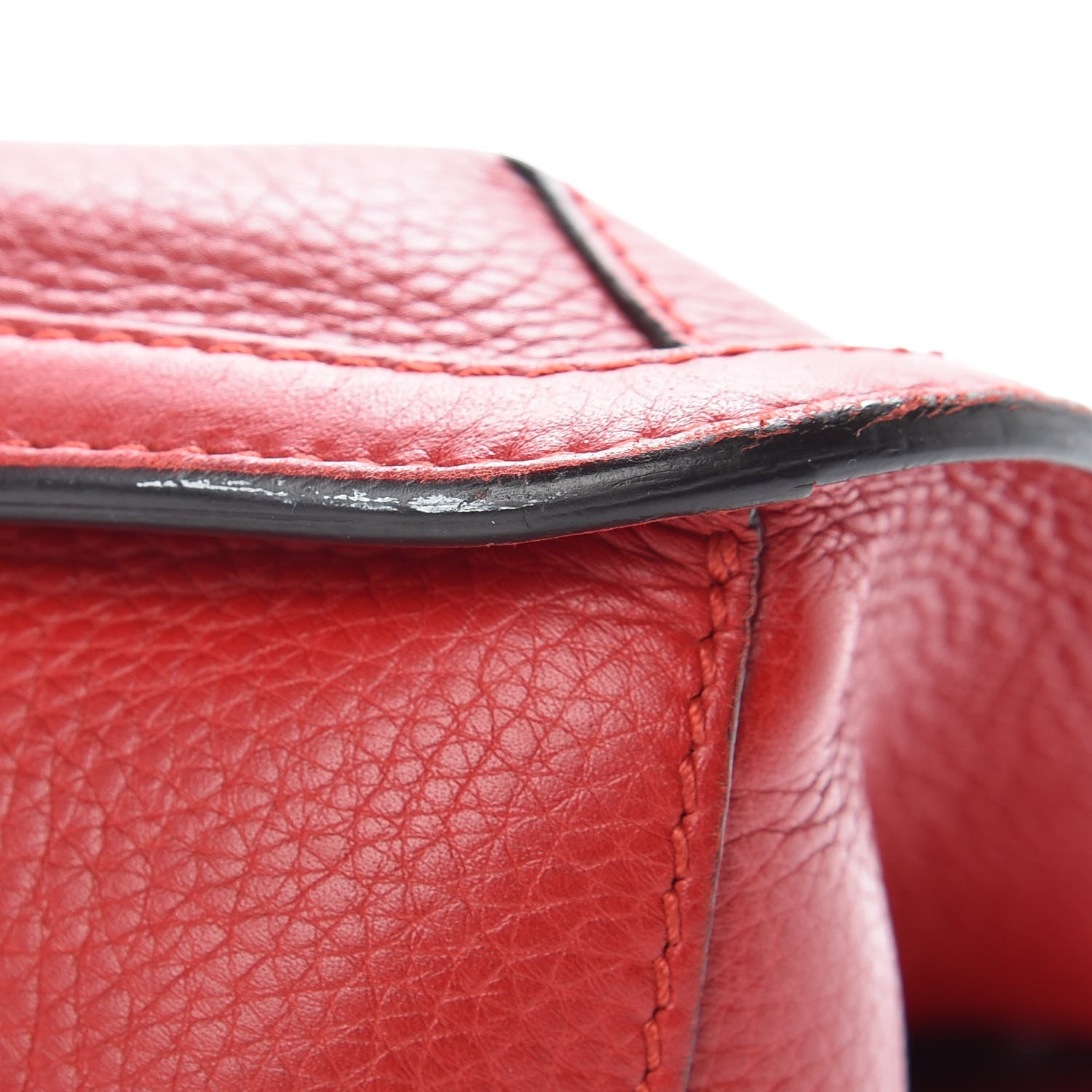 Gucci Pebbled Calfskin Medium Bamboo Daily Flap Shoulder Bag Red 10 of 12