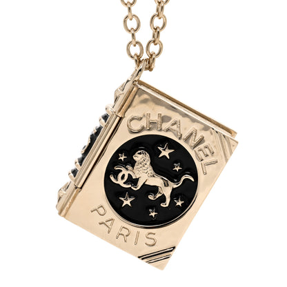 Chanel Metal CC Lion Book Locket Necklace Gold 4 of 6