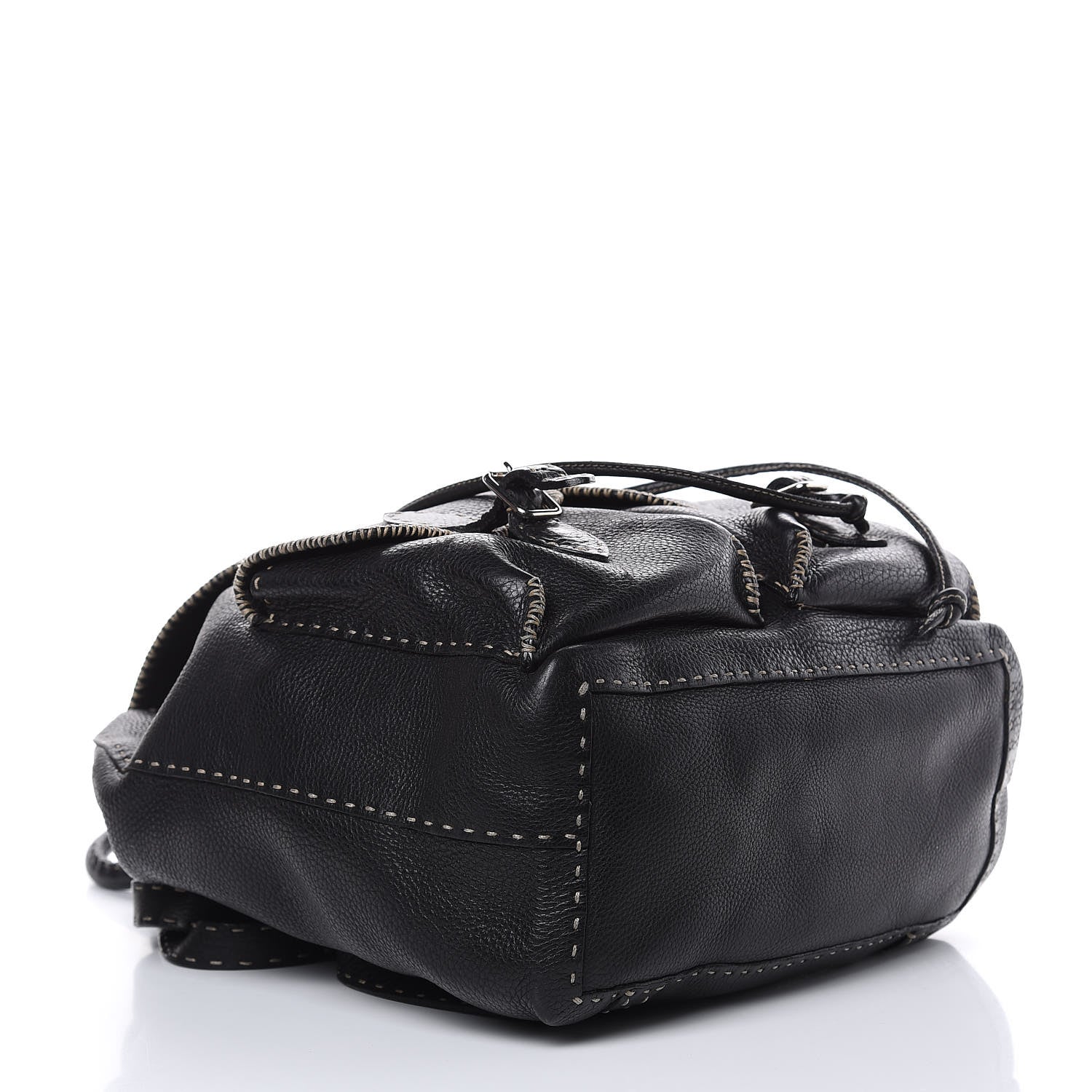 Fendi Calfskin Romano Selleria Backpack Black 4 of 15