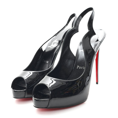 Christian Louboutin Patent Hot Chick Slingback Alta 100 Pumps 39 Black 5 of 9