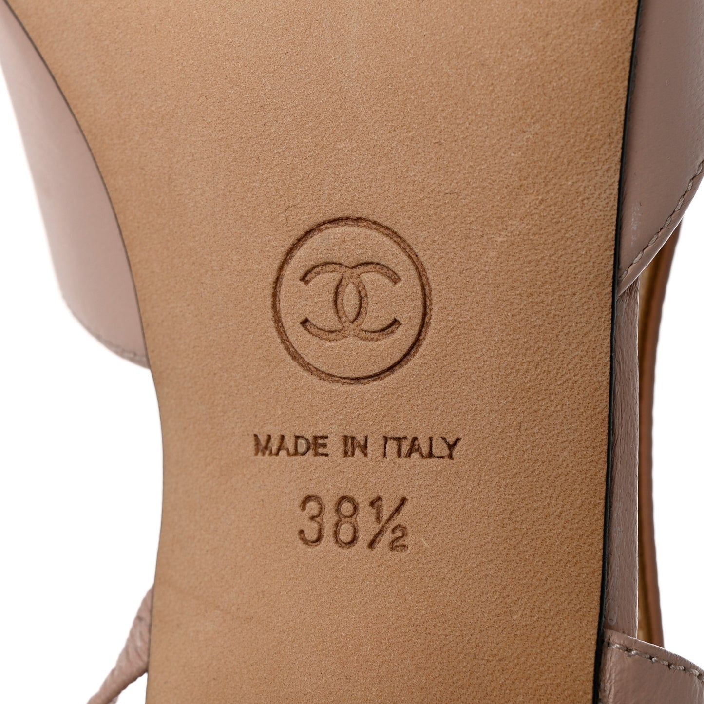 Goatskin Grosgrain Cap Toe CC Slingback Pumps 38.5 Beige Black