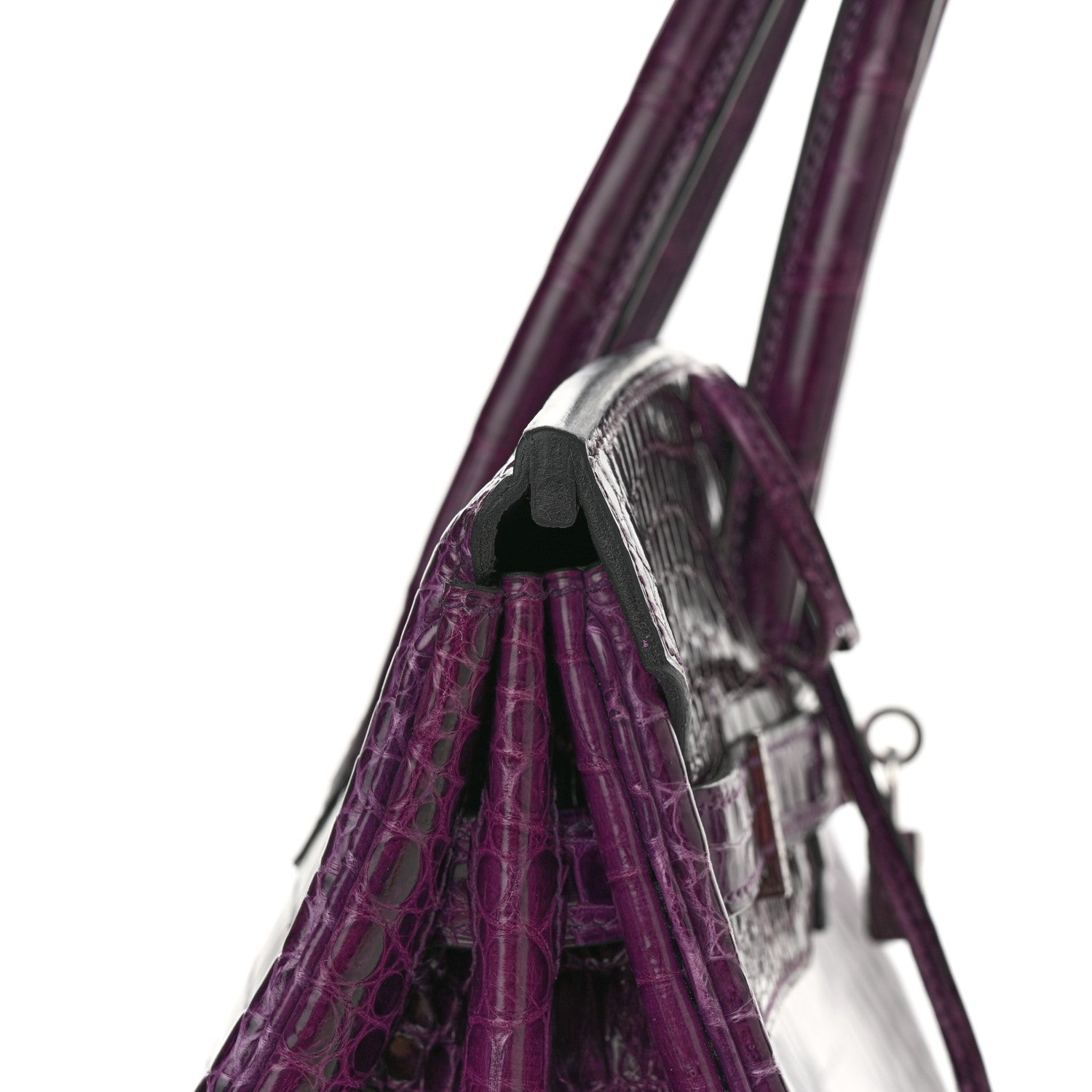 Hermes Shiny Porosus Crocodile 18K White Gold Diamond Birkin 35 Amethyst 11 of 12