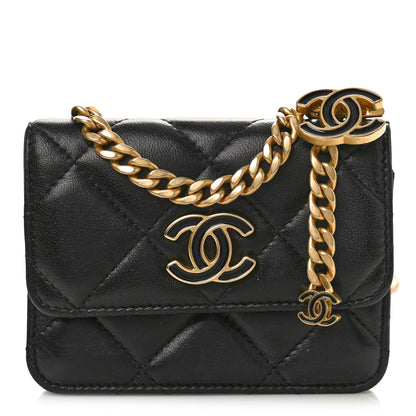 Chanel Lambskin Enamel Quilted Pending CC Flap Belt Bag Black 1 of 10