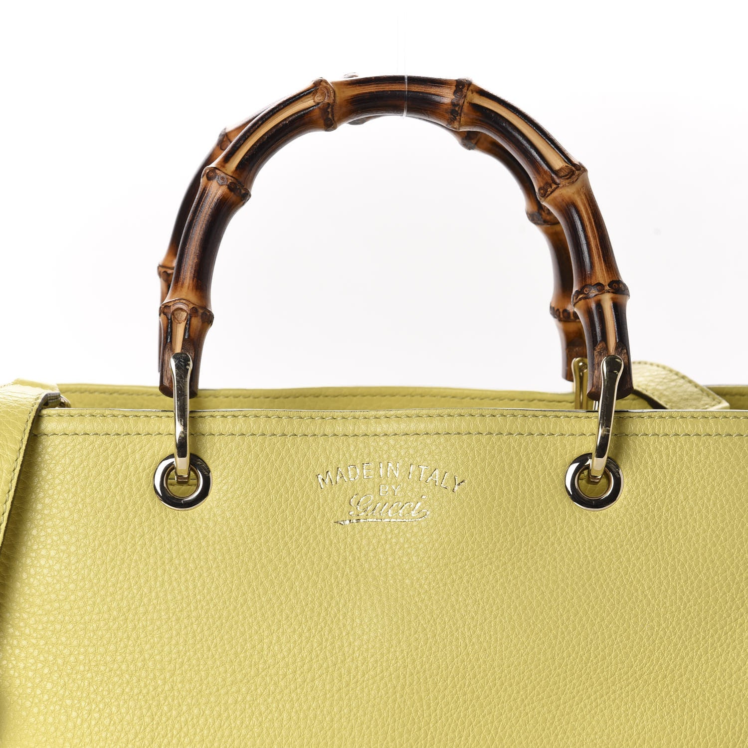 Gucci Pebbled Calfskin Medium Bamboo Shopper Tote Citrus 10 of 10