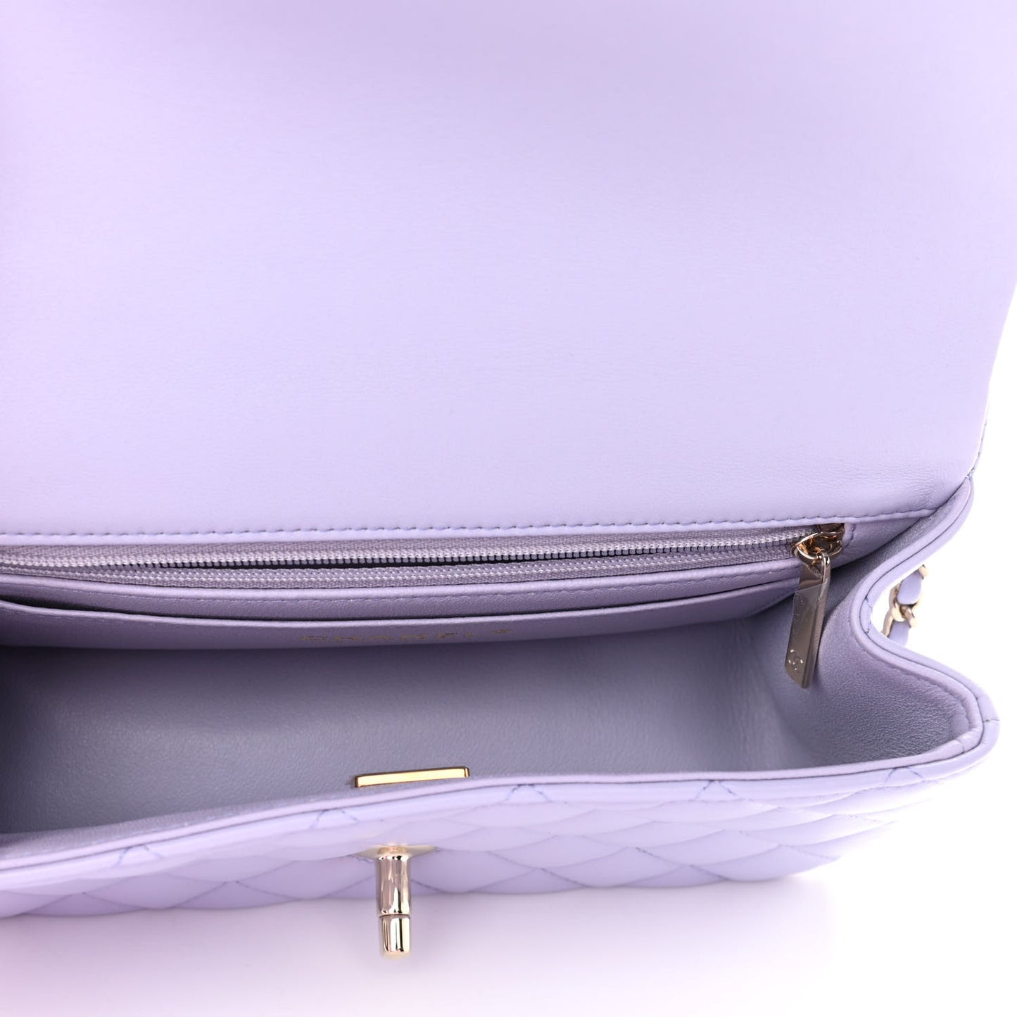 Lambskin Quilted Mini Top Handle Rectangular Flap Light Purple