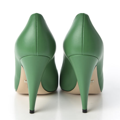 Gucci Nappa Bow High Heel Pumps 38.5 New Shamarock 6 of 10