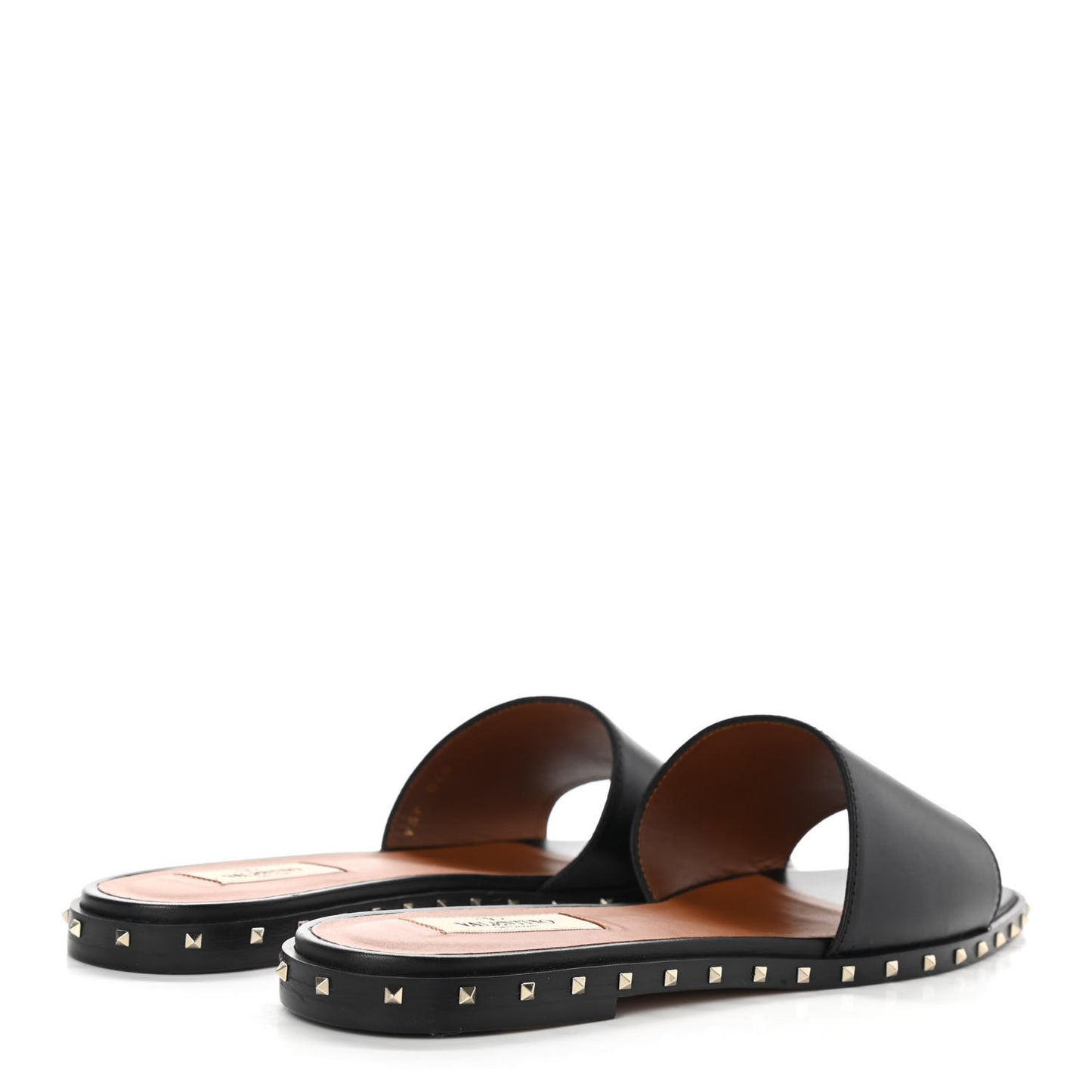 Nappa Soul Rockstud Flat Slide Sandals 40 Black