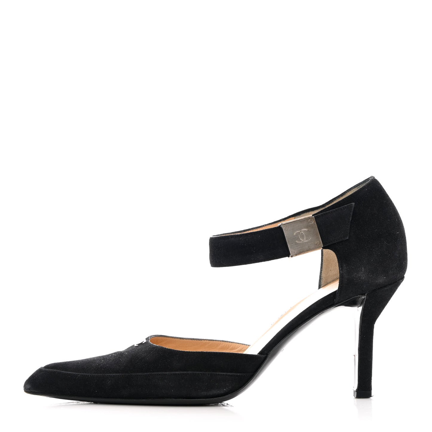 Suede CC Ankle Strap Pumps 37 Black