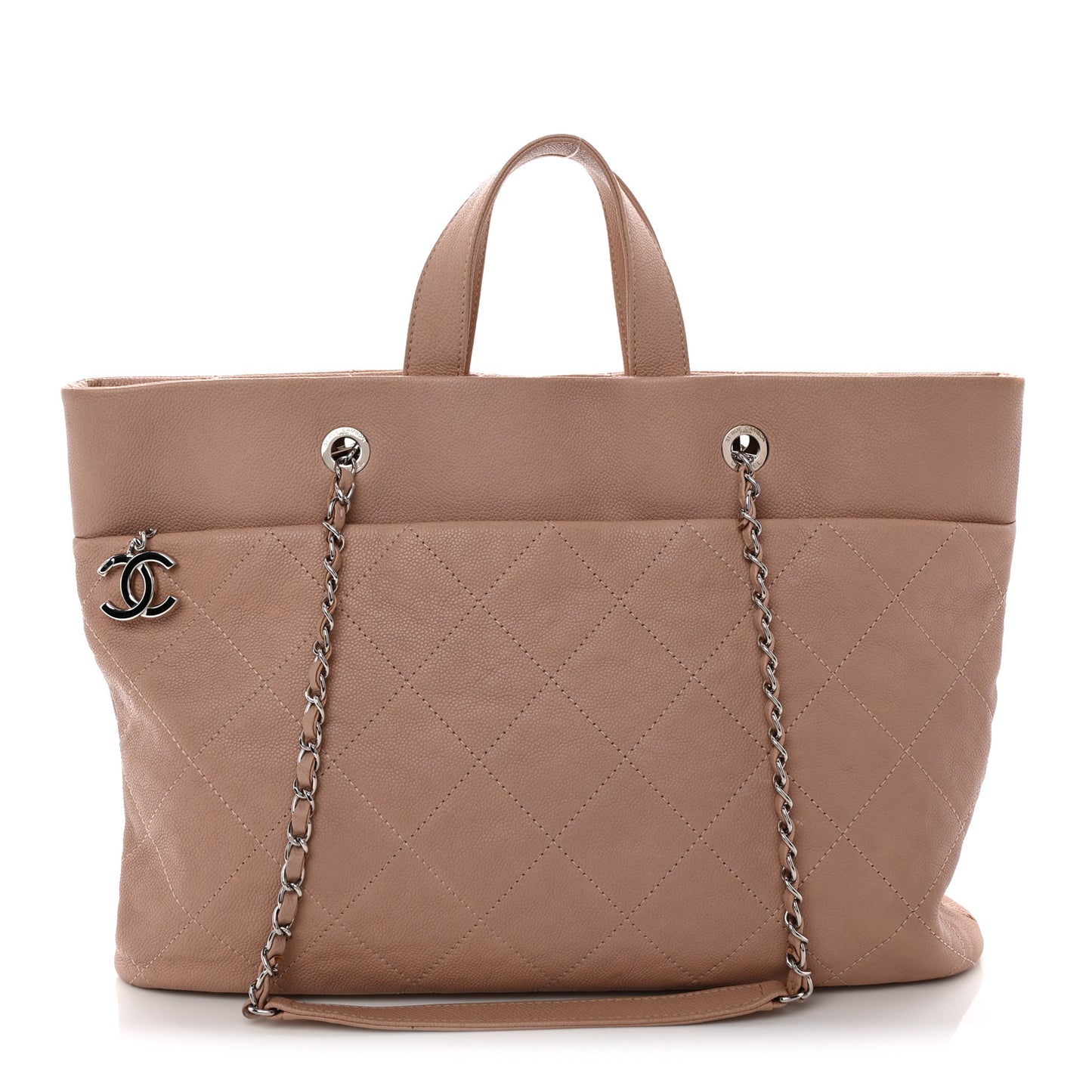 Caviar Quilted Shopping Tote Pink
