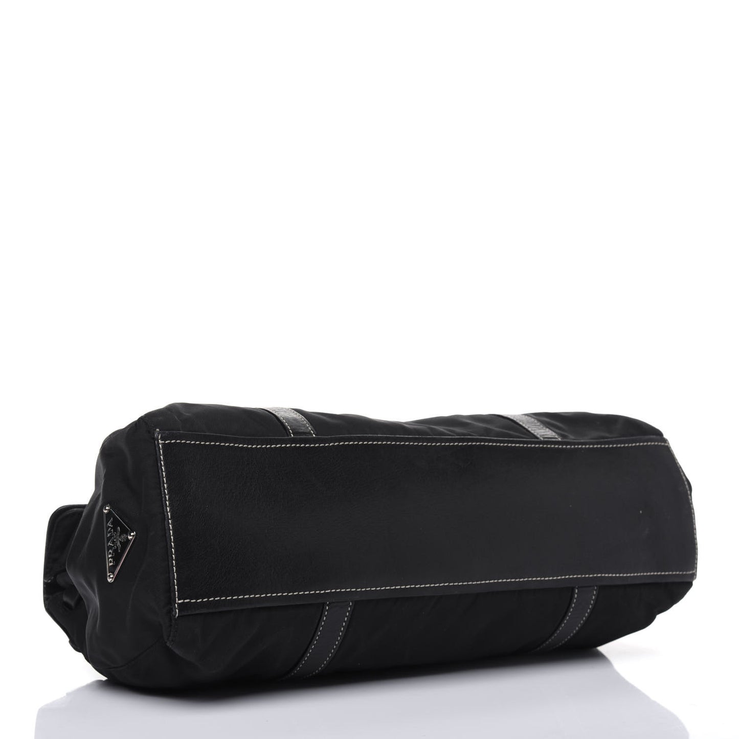 Tessuto Nylon Vitello Foldover Pushlock Satchel Black
