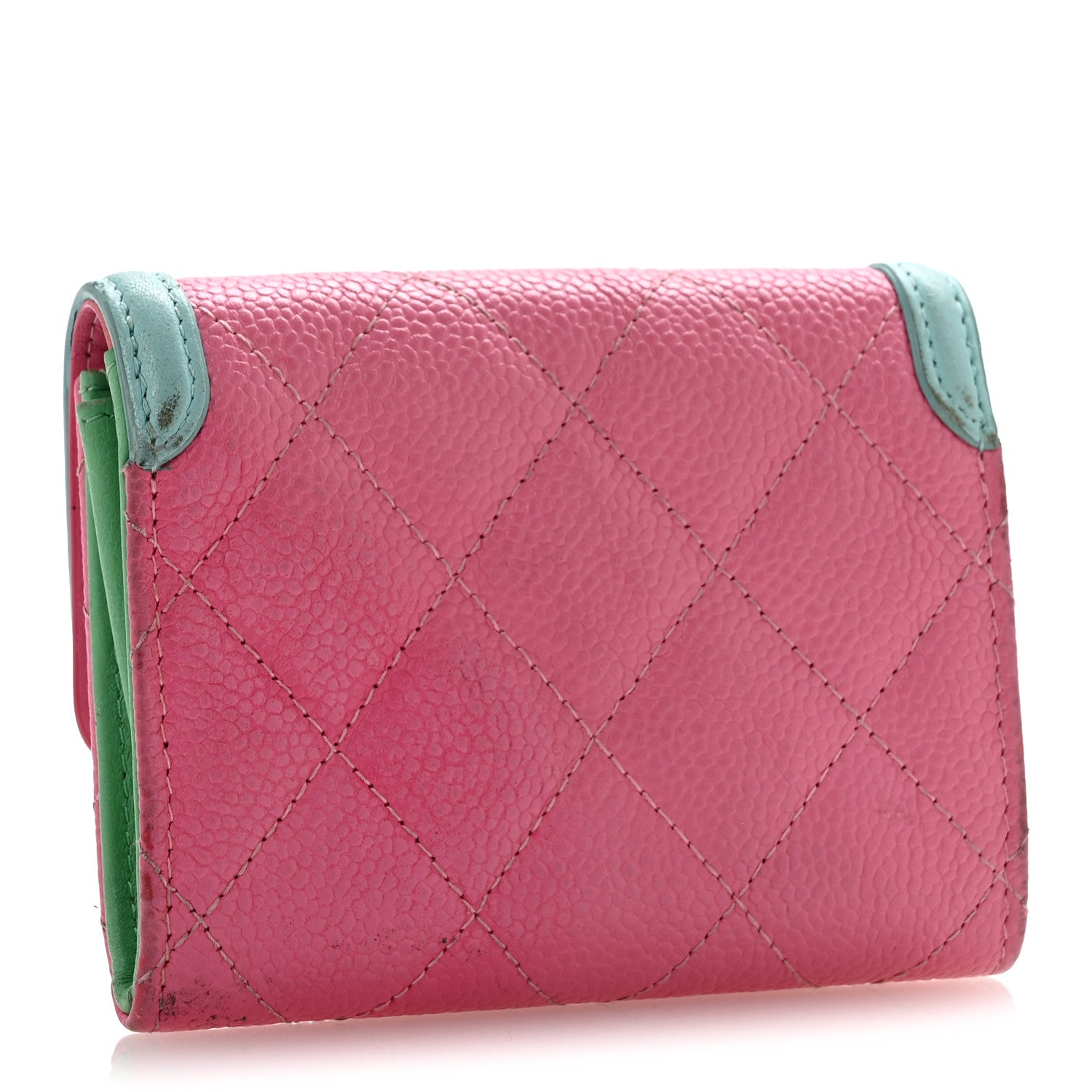Chanel Caviar Quilted Filigree Flap Card Holder Pink Blue Green 3 of 11