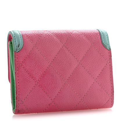 Chanel Caviar Quilted Filigree Flap Card Holder Pink Blue Green 3 of 11