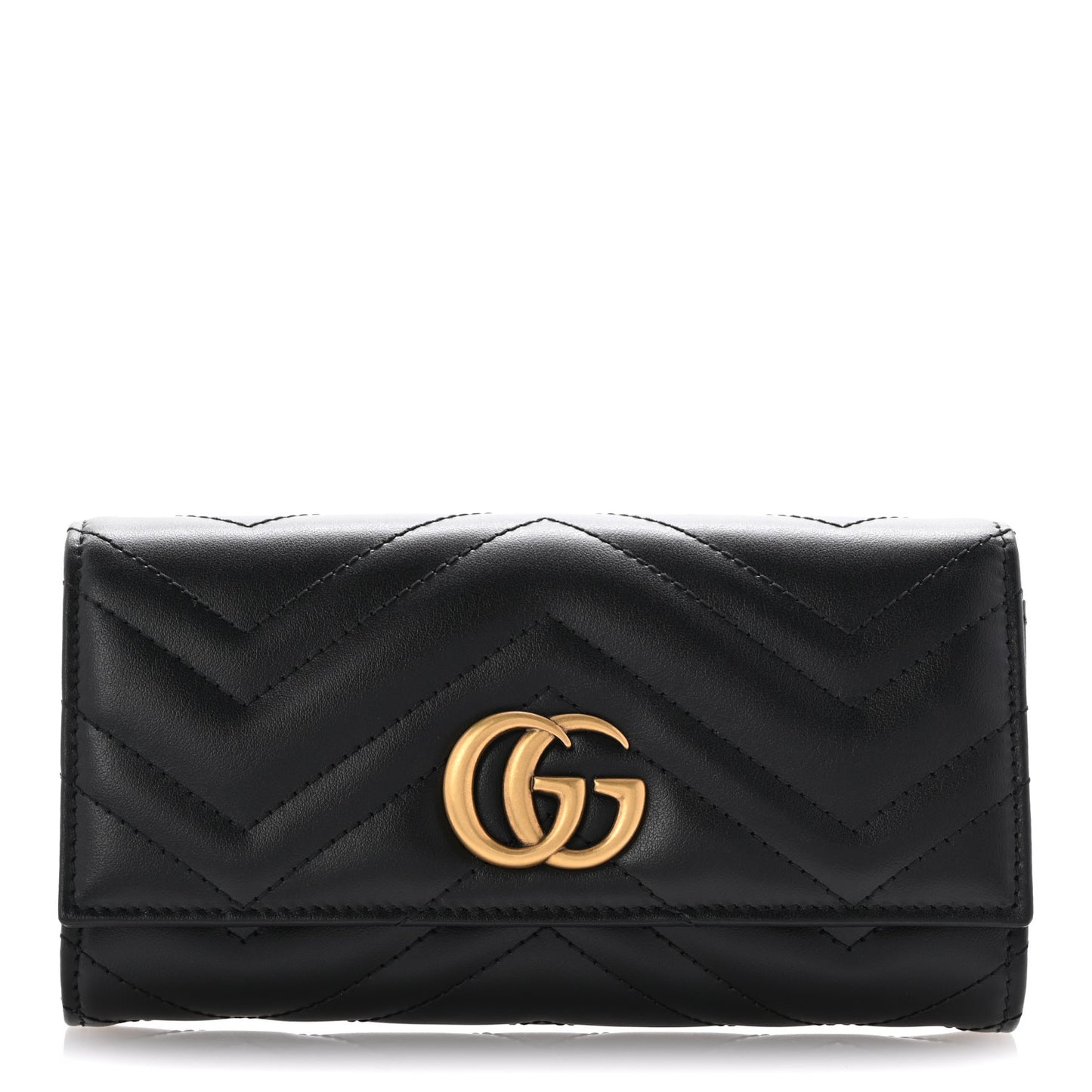 Calfskin Matelasse GG Marmont Continental Wallet Black