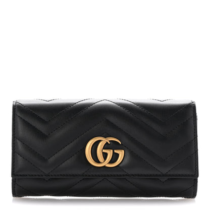 Gucci Calfskin Matelasse GG Marmont Continental Wallet Black 1 of 9