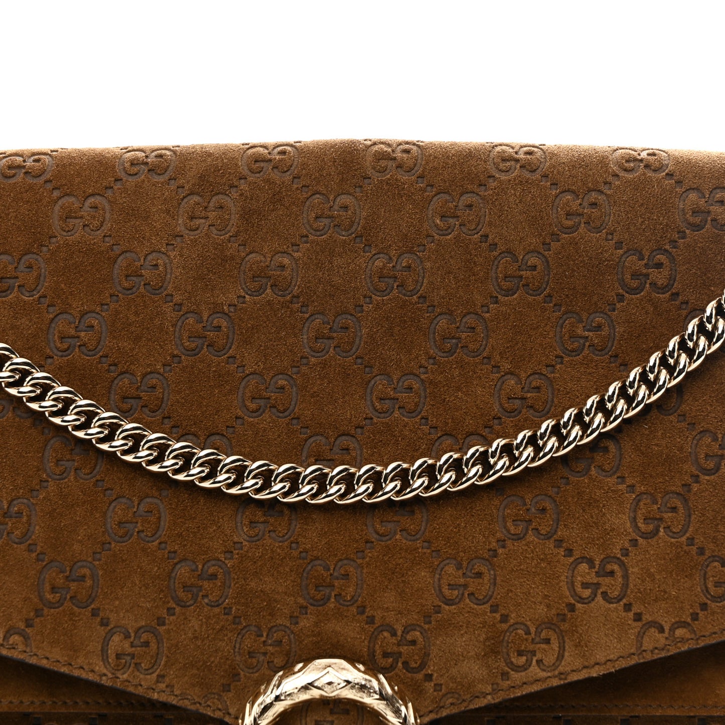 Suede GG Debossed Large Dionysus Shoulder Bag Brown