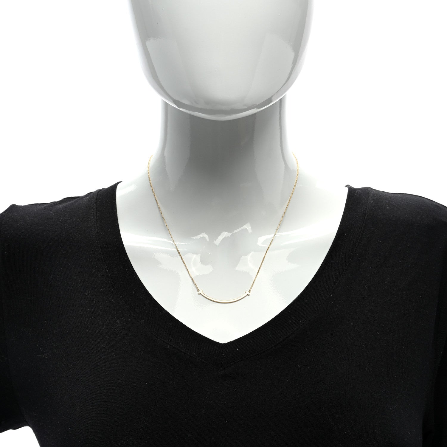 Tiffany 18K Yellow Gold Small T Smile Pendant Necklace 2 of 4