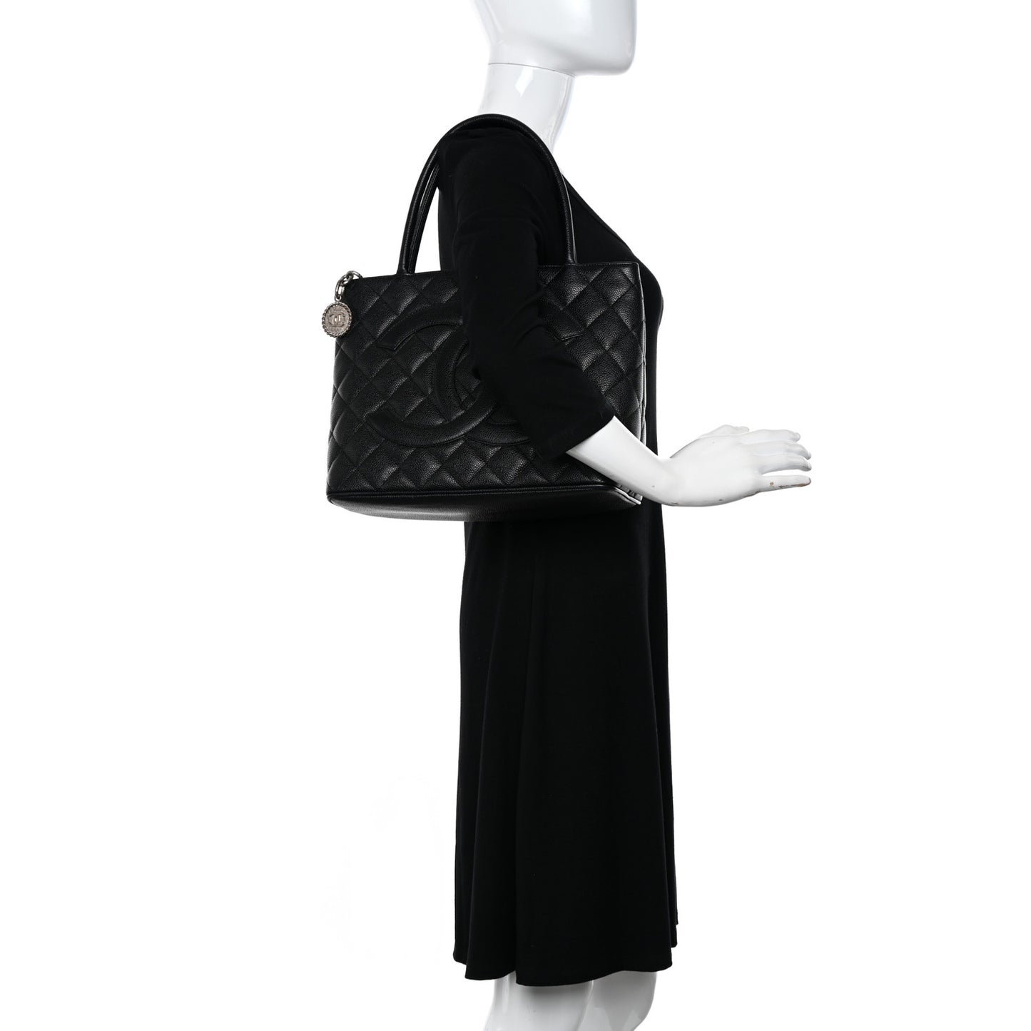 Caviar Quilted Medallion Tote Black