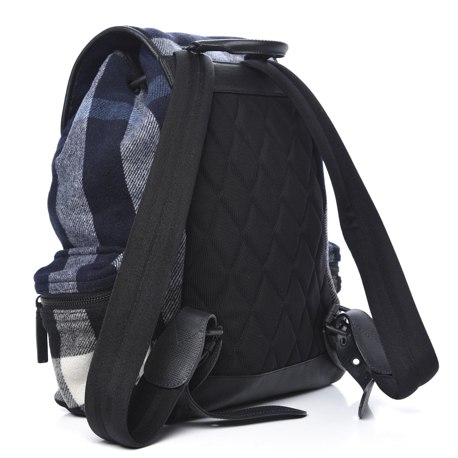 Burberry Wool Check Duffle Rucksack Backpack Indigo Blue 2 of 7
