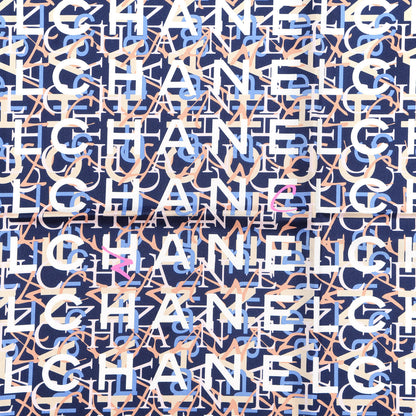 Chanel Silk Logo Print Scarf Navy 2 of 3