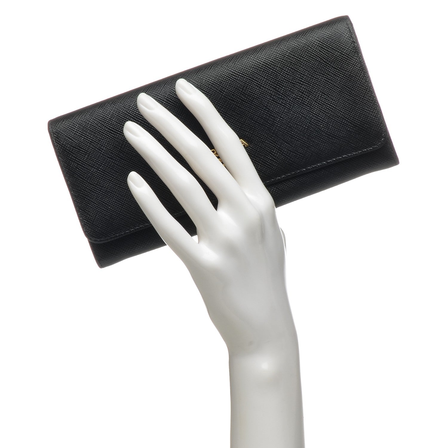 Prada Saffiano Metal Continental Flap Wallet Nero Black 2 of 6