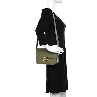Celine Shiny Calfskin Medium Triomphe Soft Khaki 2 of 9