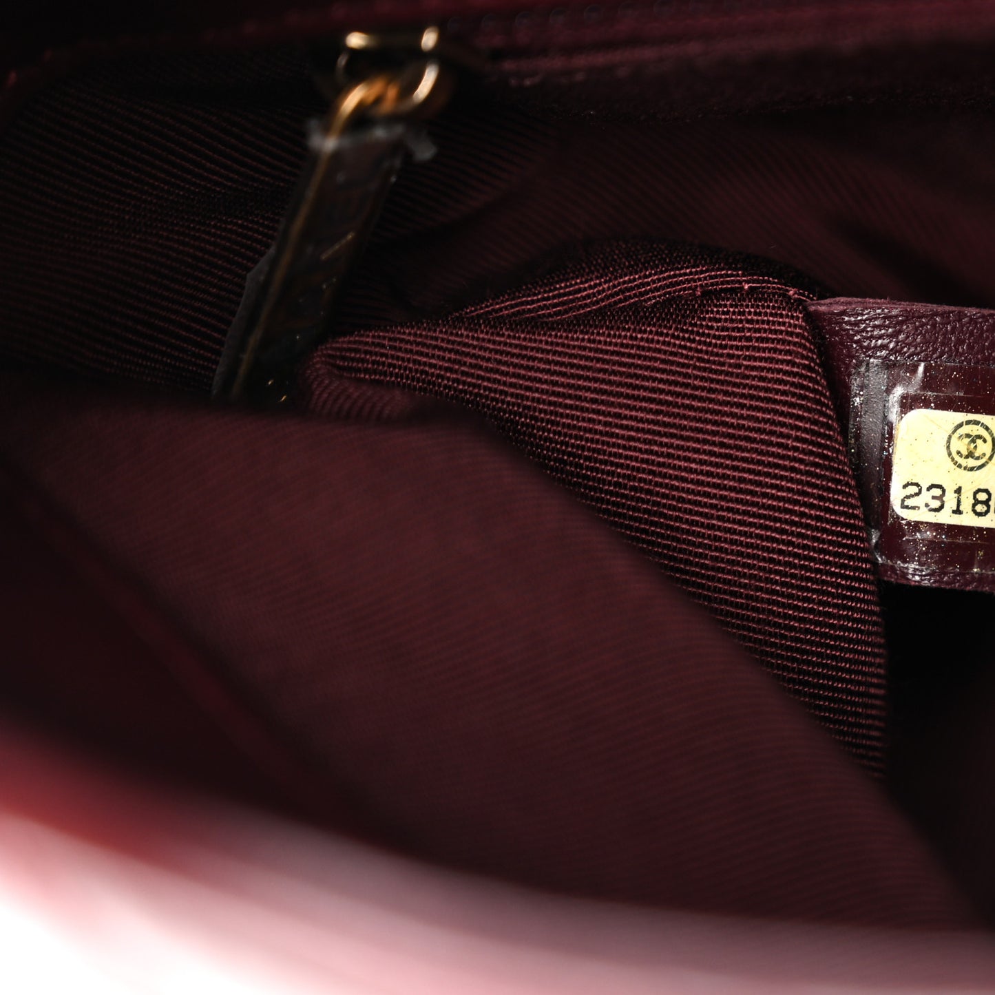 Glazed Calfskin Quilted Small Gold Bar Tote Red