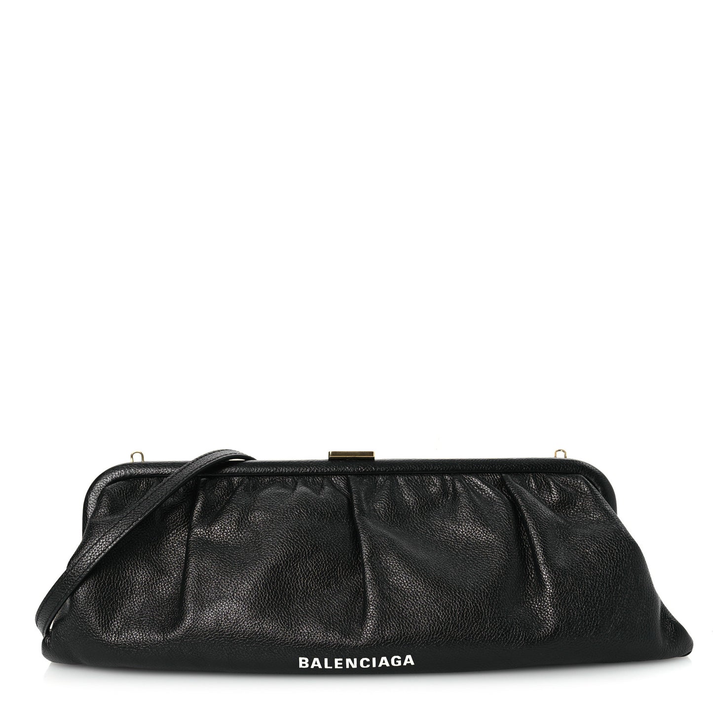 Grained Calfskin Logo Cloud Clutch XL Black