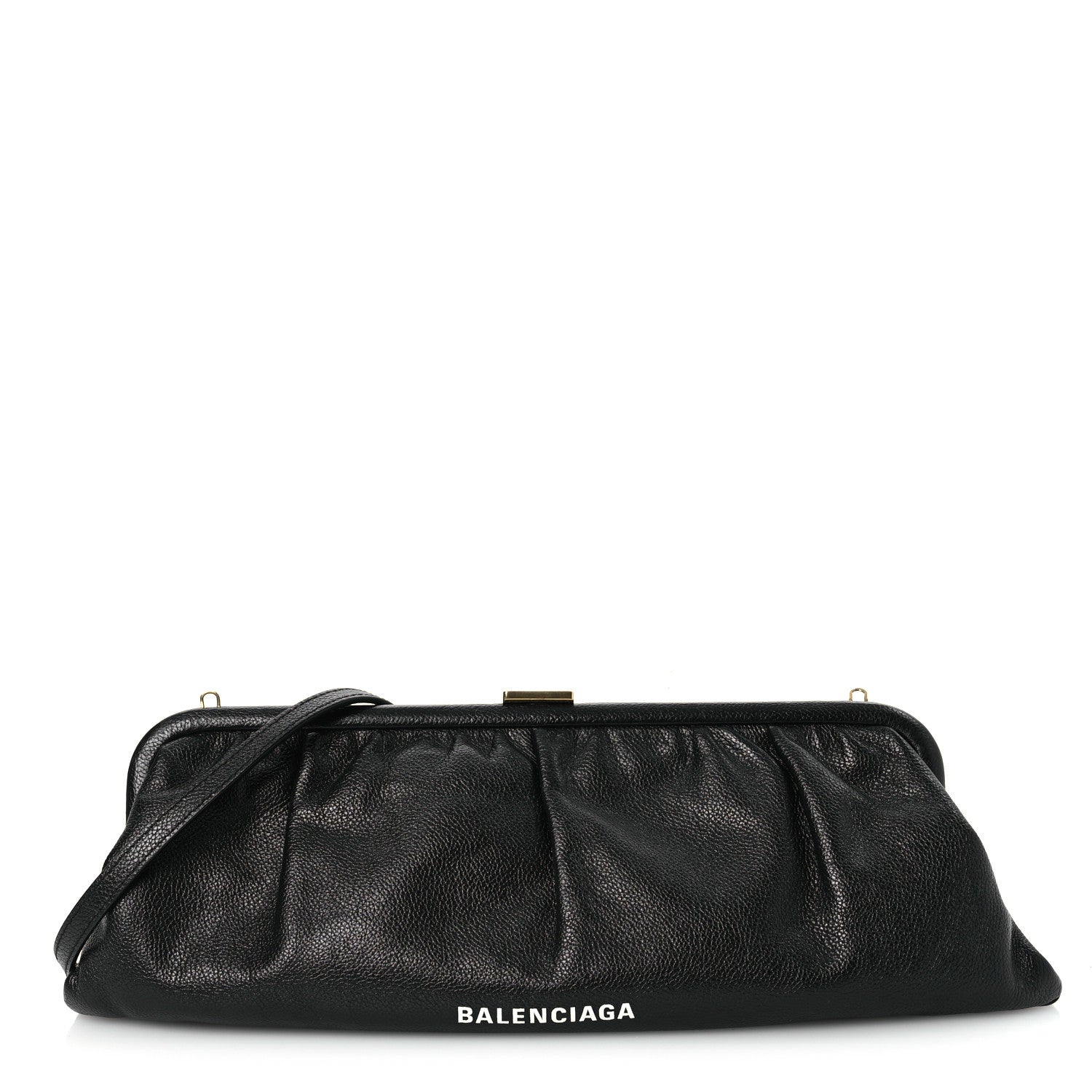 Balenciaga Grained Calfskin Logo Cloud Clutch XL Black 1 of 11