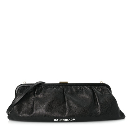 Balenciaga Grained Calfskin Logo Cloud Clutch XL Black 1 of 11