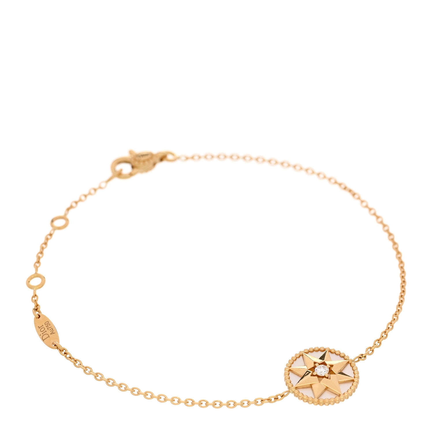 Christian Dior 18K Yellow Gold Diamond Mother of Pearl Rose Des Vents Bracelet 1 of 4
