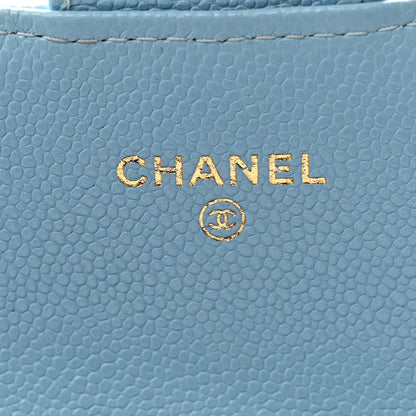 Chanel Caviar Quilted Large Gusset Flap Wallet Light Blue 6 of 10